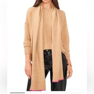 NWOT Cece long sleeve crew neck sweater with removable scarf